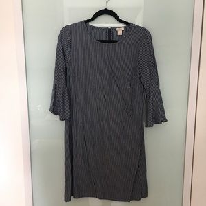 JCrew Blue and White Bell Sleeve Shirt Dress